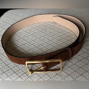 rag & bone Brown Suede Belt with Gold Buckle